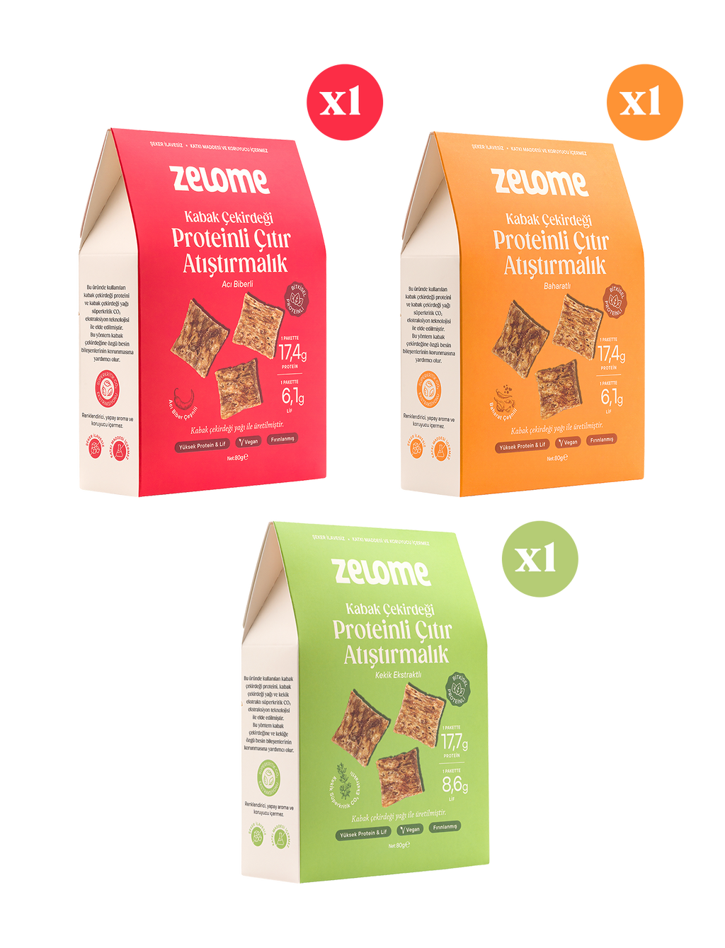 Proteinli Çıtır Atıştırmalık Deneme Paketi 80 g x 3 (3'lü Paket)